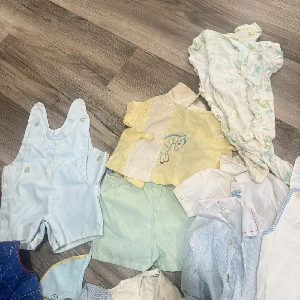 Vtg 50s 60s Baby Girl boy Clothing Lot Dresses Diaper Covers Lace Floral AS IS
